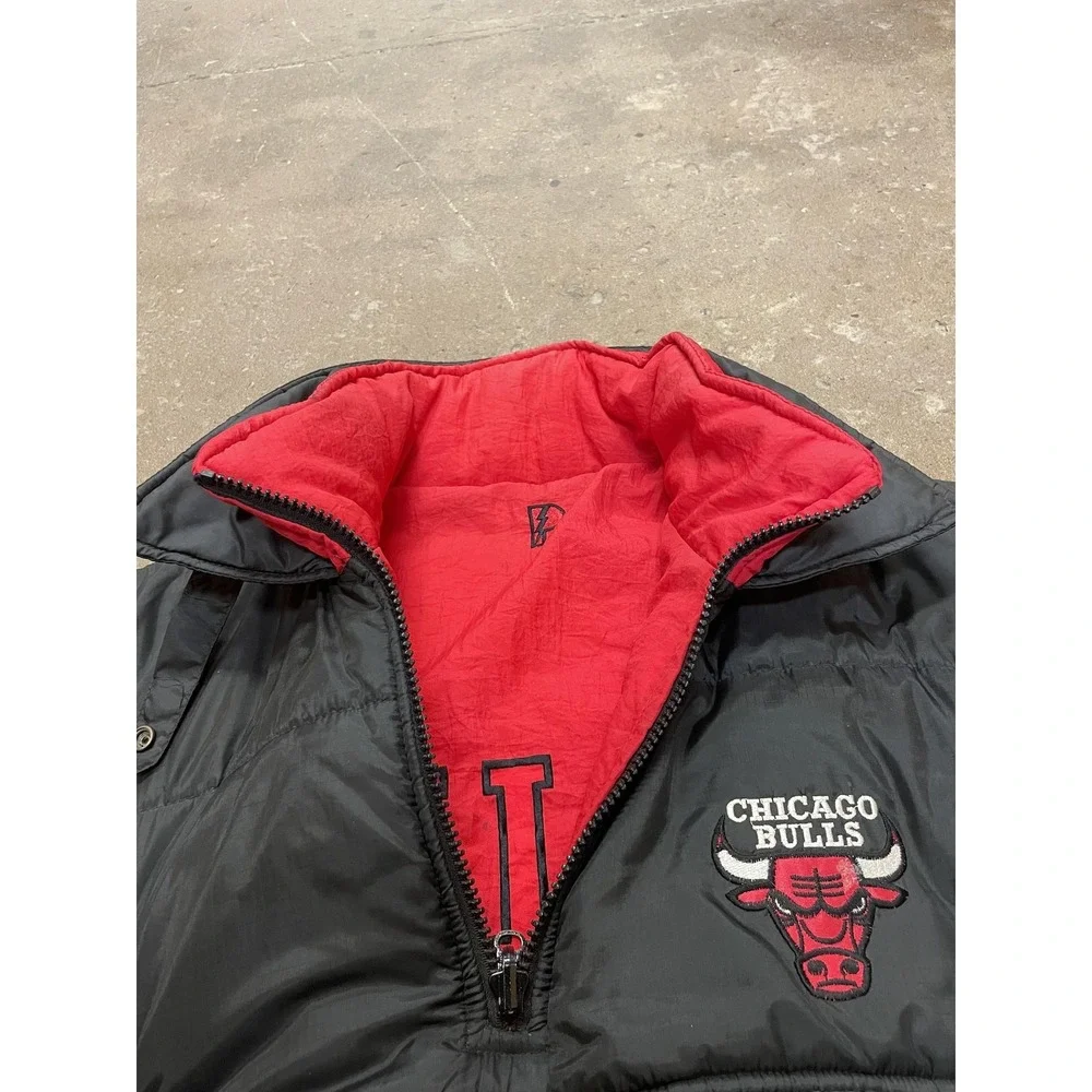 Chicago Bulls Jacket Mens XL Black Red NBA Basketball Reversible‎ PRO LAYER